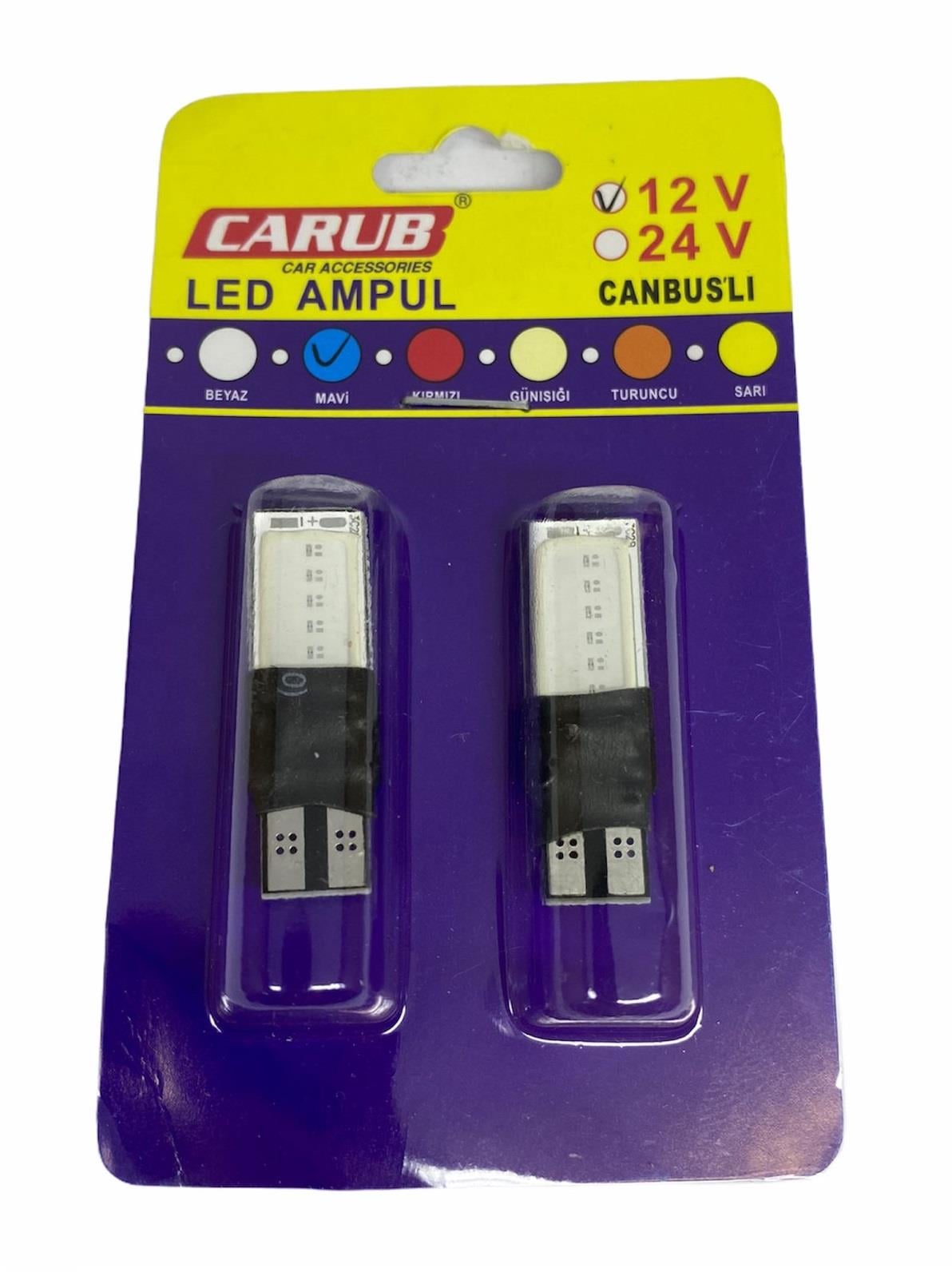 12V COB LED T10 DİPSİZ BUZ MAVİSİ (2 LEDLİ) (2 AD)