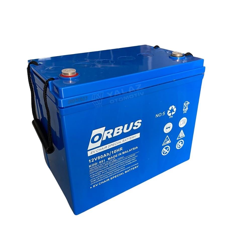 ORBUS 12V 80 AH ENGELLİ ARAÇ AKÜSÜ JEL (260 X 170 X 205) (24 KG) TSE'Lİ