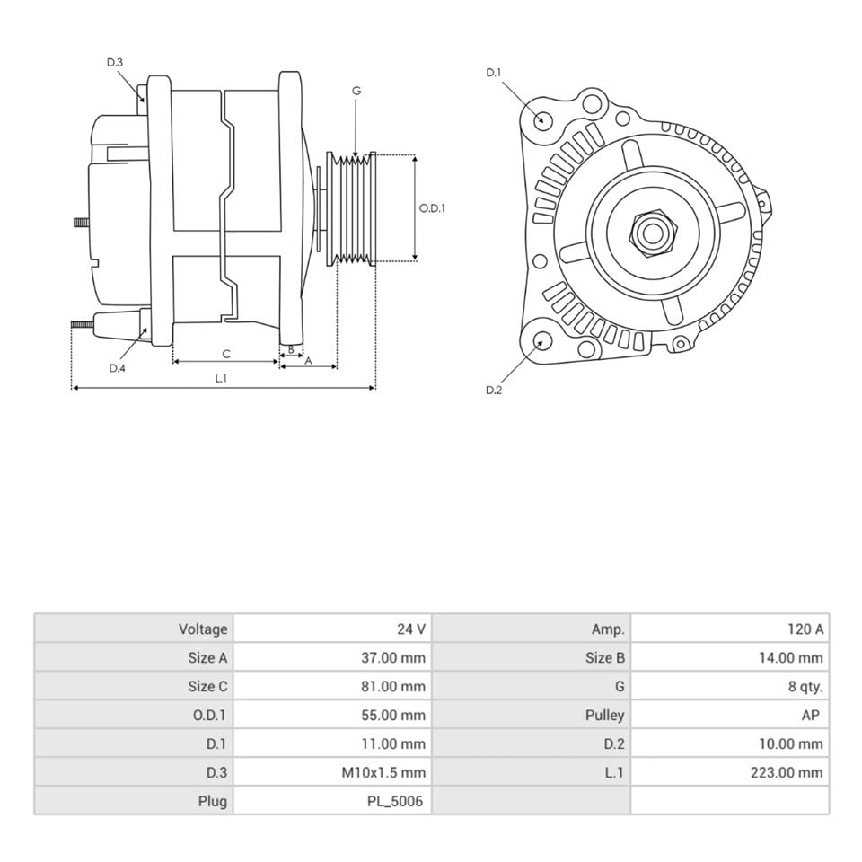 PRESTOLITE 24V ALTERNATÖR DİNAMO 120 A (SOKETLİ 5 FİŞ) (W-L-IG-DFM)