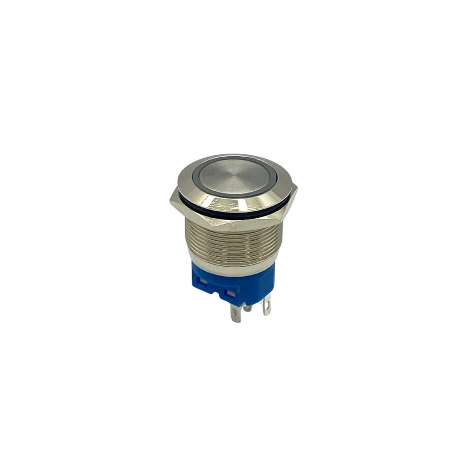 BUTON METAL (VİDALI) (KIRMIZI IŞIKLI) (YAYLI) (22 MM) KROM