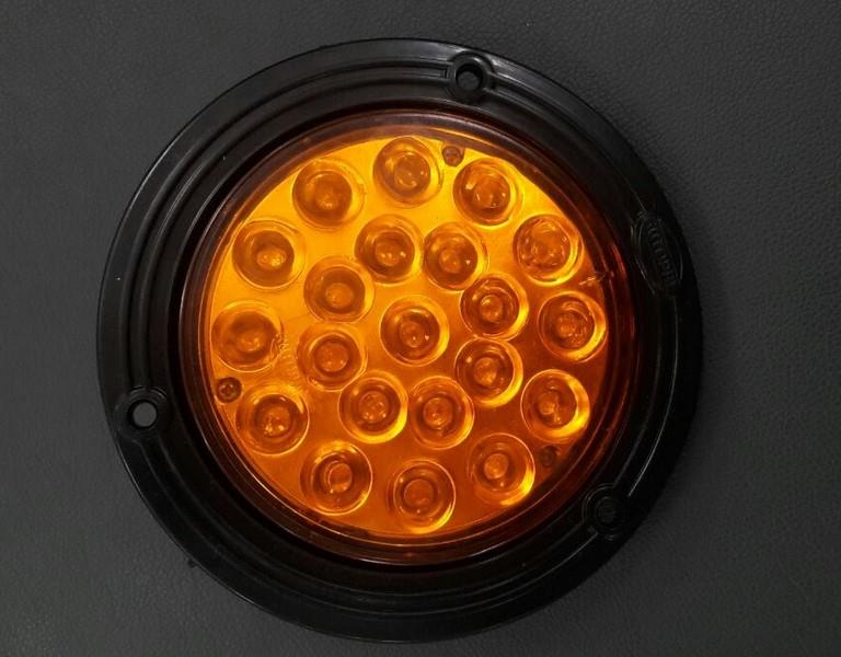 12V SİNYAL LAMBASI (21 LEDLİ) YUVARLAK SARI (ÇERÇEVELİ) (100 MM)