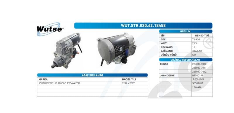 24V MARŞ MOTORU NIPPON DENSO TİPİ 11 DİŞ (7.3 KW/7.5 KW/7.8 KW) (3 KULAK) İŞ MAKİNASI