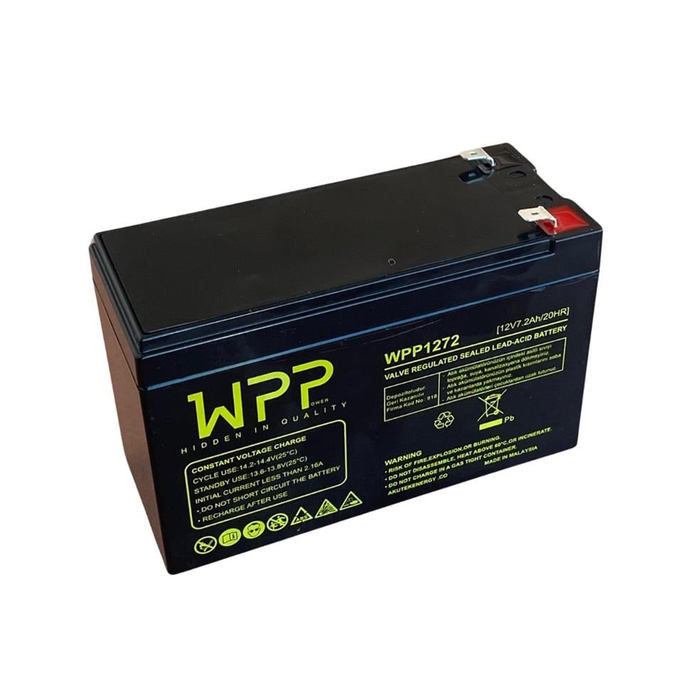 WPP 12V 7.2 AH AKÜ KURU TİP (BÜYÜK FİŞLİ) (150*65*90) (2.1 KG) 