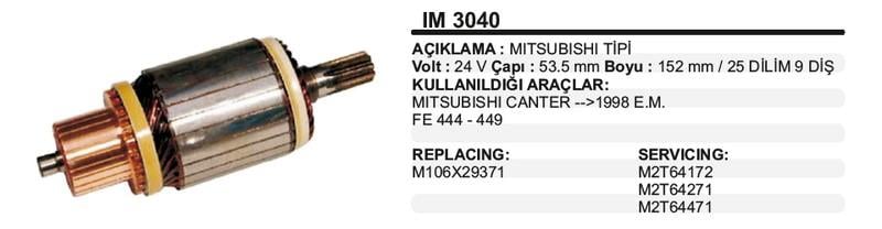 24V MARŞ KOLLEKTÖRÜ MITSUBISHI TİPİ 9 DİŞ EM RULMANLI