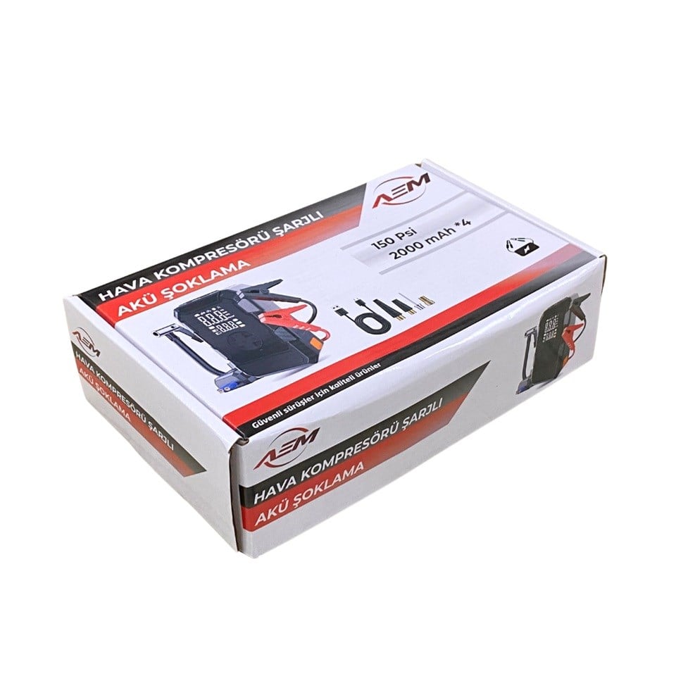 12V AKÜ TAKVİYE CİHAZI (BOOSTER) (500A) HAVA KOMPRESÖRÜ (USB-A 2.4 A POWERBANK) (LED IŞIK)
