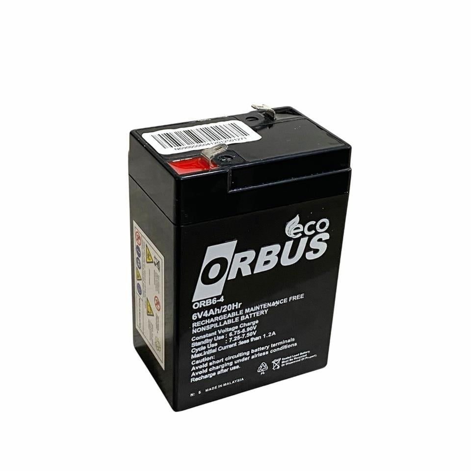 ORBUS ECO 6V 4 AH AKÜ KURU TİP (70*48*101) (0,66 KG)