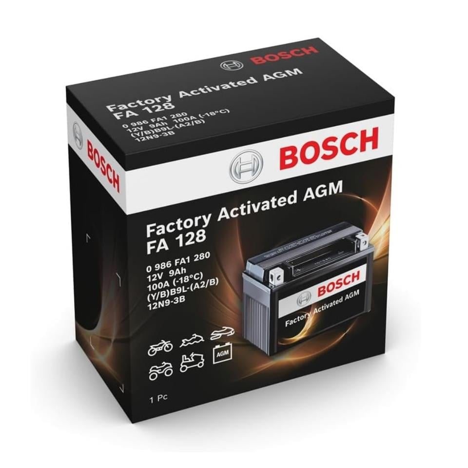 BOSCH 12V 9 AH MOTOSİKLET AKÜSÜ AGM 100 A (EN) (135*75*139) (YB9L-A2) (YB9L-B) (12N9-3B) (FA128) -/+