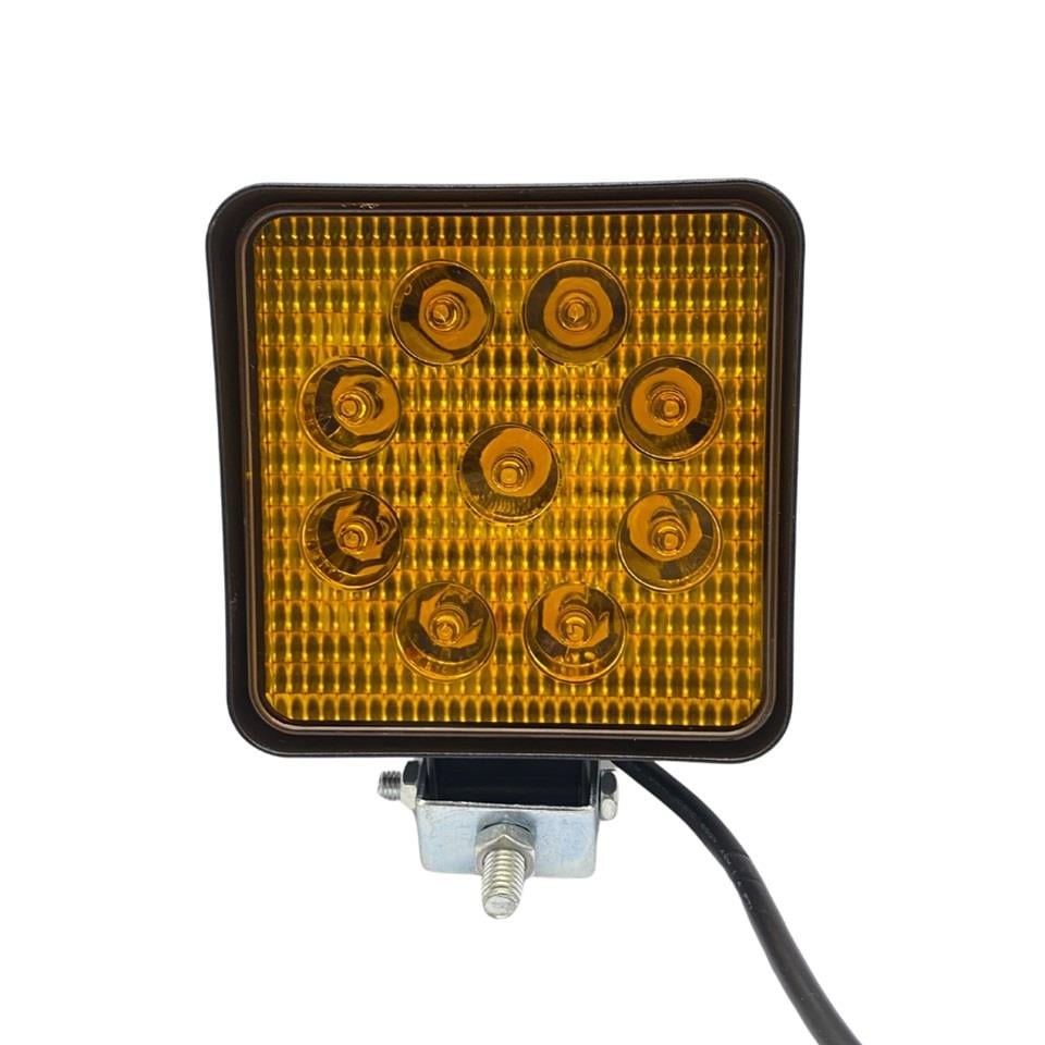 10V-30V ÇALIŞMA LAMBASI 9 X 3W POWER LEDLİ KARE (126*107 MM) SARI 