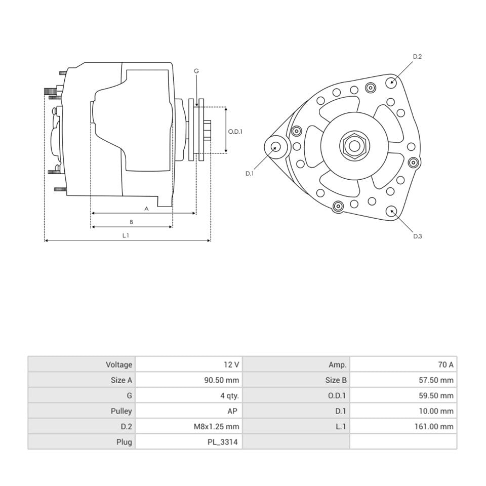 12V ALTERNATÖR DİNAMO 70 A (3 FİŞ OVAL SOKET) (S-IG-L) TOYOTA COROLLA 1.6 1992-1999