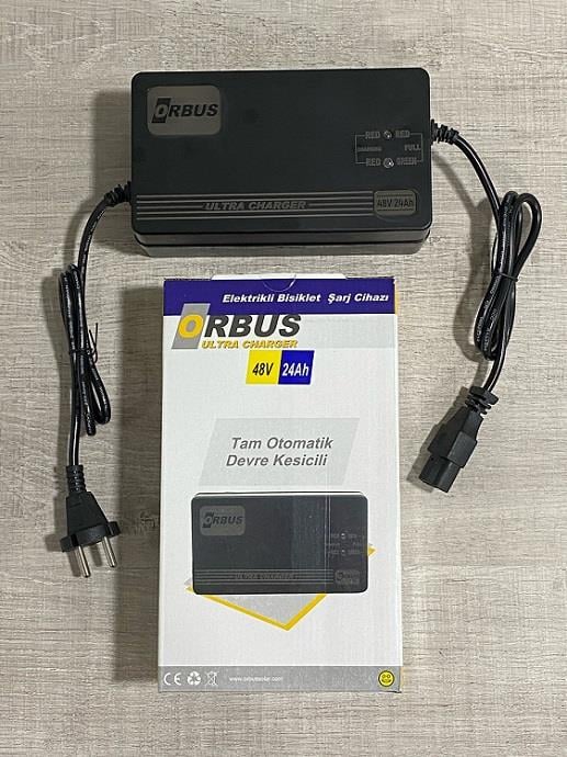 ORBUS 48V ELEKTRİKLİ BİSİKLET ŞARJ REDRESÖRÜ (AKÜ ŞARJ CİHAZI) OTOMATİK 2.8 A (14 AH-24 AH)