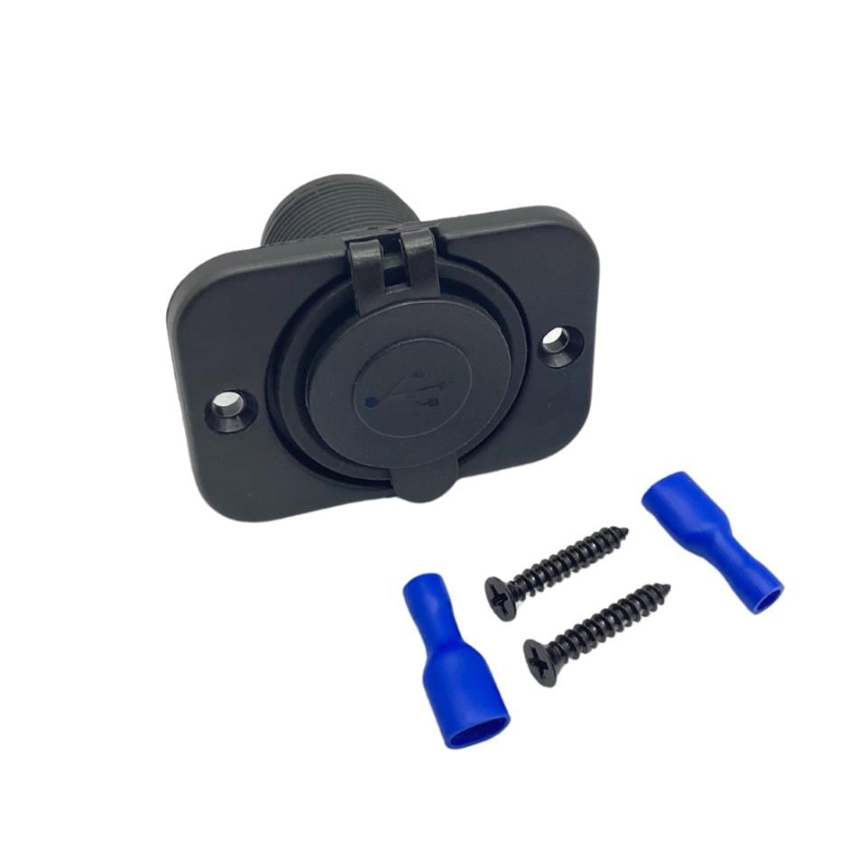 12V-24V TELEFON ŞARJ CİHAZI (USB X 2) (1A/2.1A) (KAPAKLI MARİN)