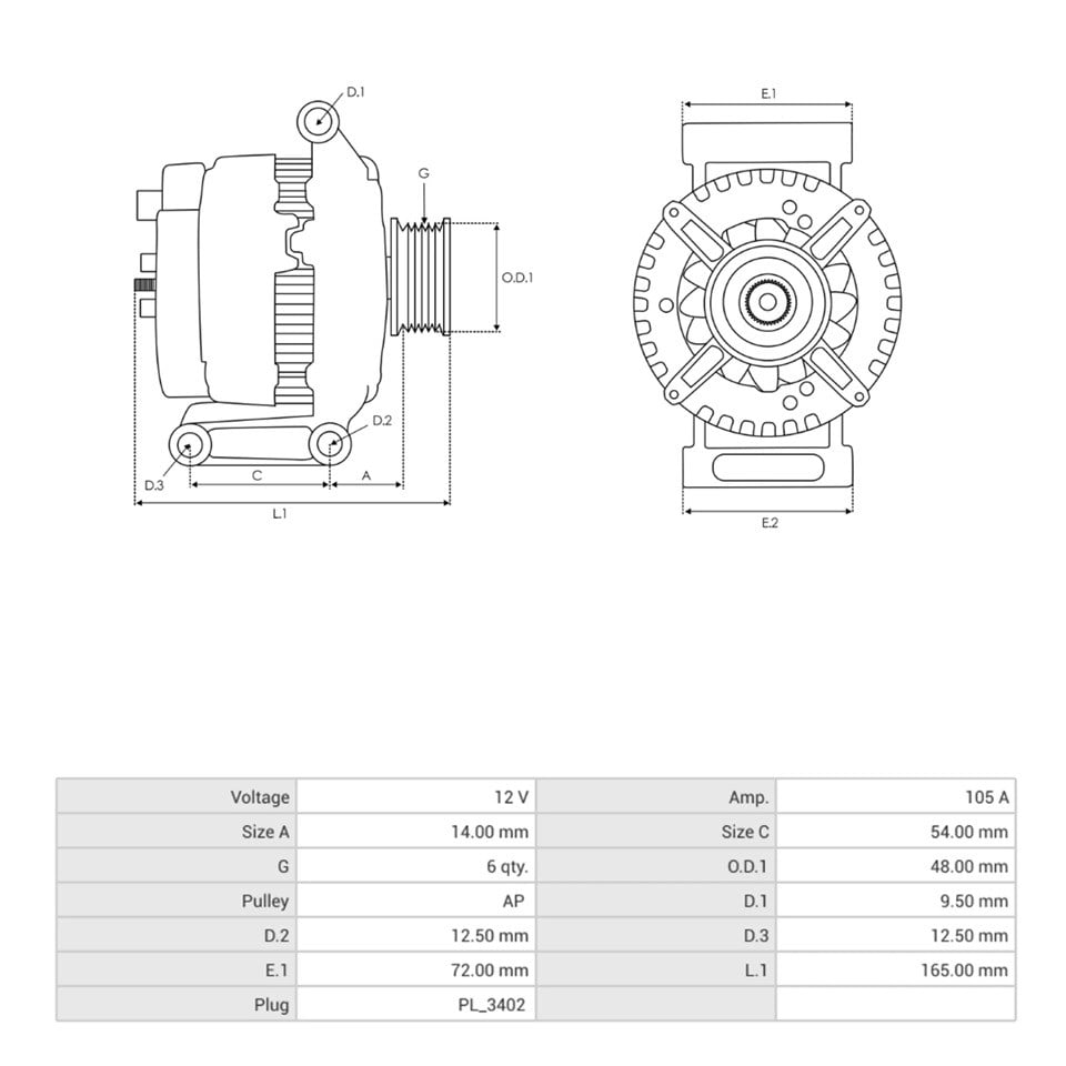 12V ALTERNATÖR DİNAMO MARELLI-DENSO TİPİ 105 A (FR-SIG-A) FORD C-MAX/FIESTA/FOCUS BENZİNLİ 1999-2012