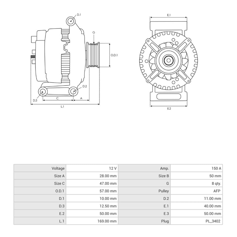 DENSO 12V ALTERNATÖR DİNAMO 150 A LAND ROVER 2004 > (FR-SIG-A) (3 FİŞ YANDAN SOKET)