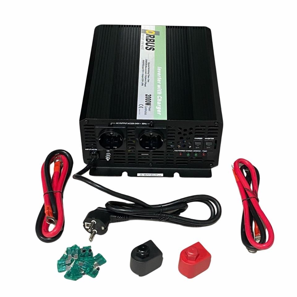 ORBUS 12V DC > 230V AC İNVERTER 2000W (MODİFİYE) (15 A ŞARJLI)