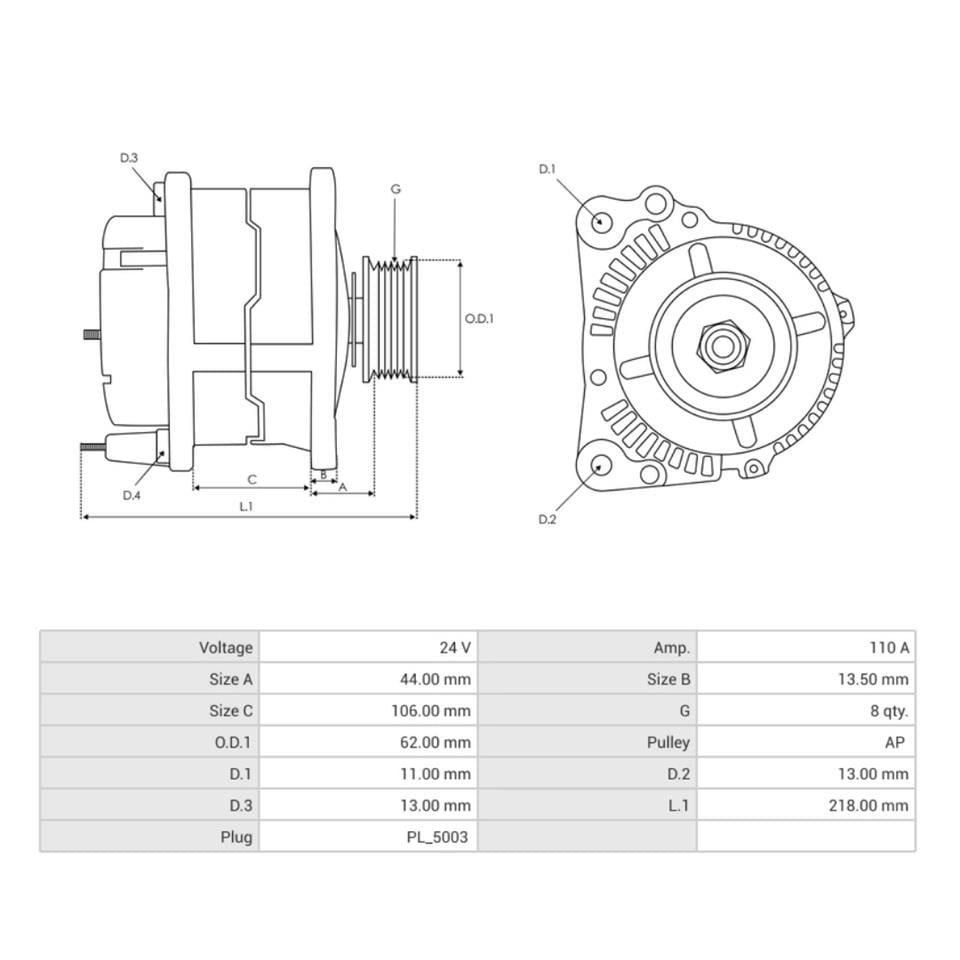 24V ALTERNATÖR DİNAMO BOSCH TİPİ 110 A (5 FİŞ SOKETLİ) (W-L-15-S-DFM) RENAULT-VOLVO
