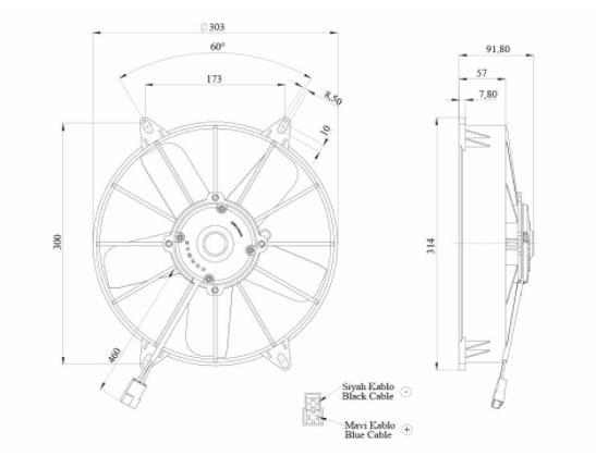 KORMAS 12V FAN MOTORU EMİCİ AKSİYEL 11 