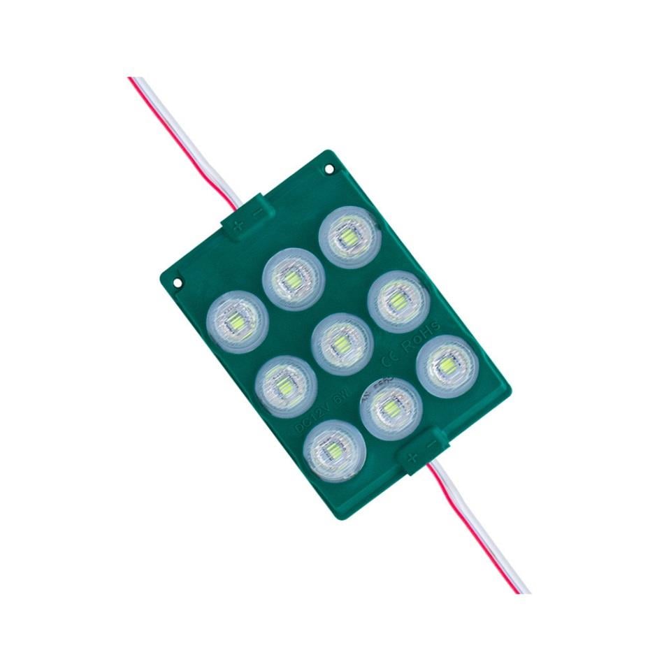 12V MODÜL LAMBA (ÇAKARLI) 9-LEDLİ (CAMLI) KABLOLU YEŞİL (81*56 MM)