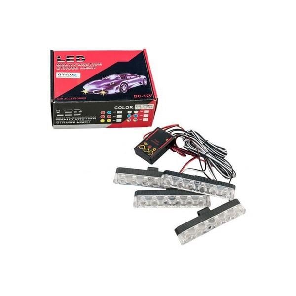 12V ESCORT ÇAKAR LAMBA (6 LEDLİ) KIRMIZI/MAVİ (4 AD)