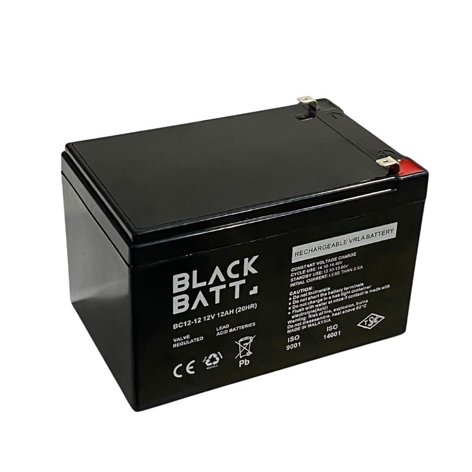 BLACK BATT 12V 12 AH AKÜ KURU TİP (151*98*95) (3,06 KG) TSE'Lİ