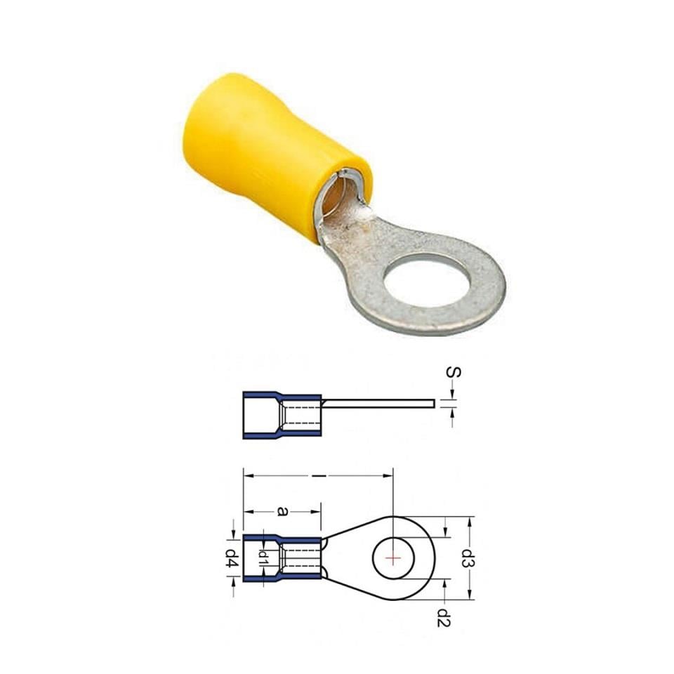 KABLO UCU İZOLELİ (SARI) (4-6 MM KABLO UYUMLU) (DELİK ÇAPI:6 MM)