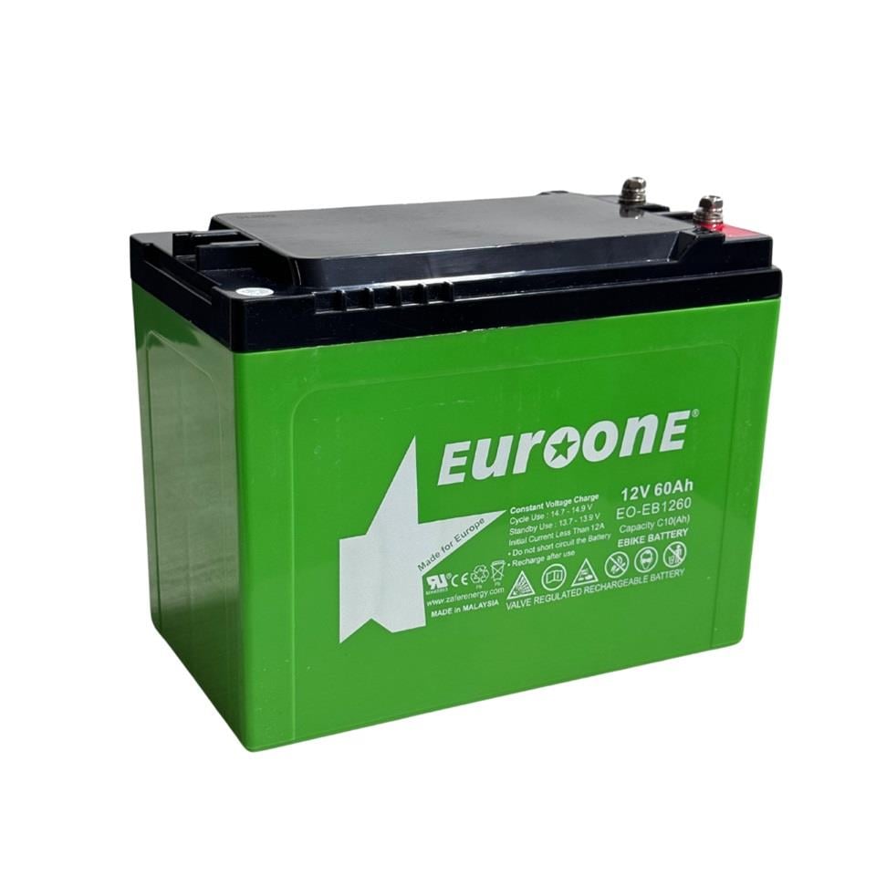 EUROONE 12V 60 AH ELEKTRİKLİ BİSİKLET AKÜSÜ DEEP CYCLE (UZUN ÖMÜRLÜ) (220*120*175) (13.4 KG)