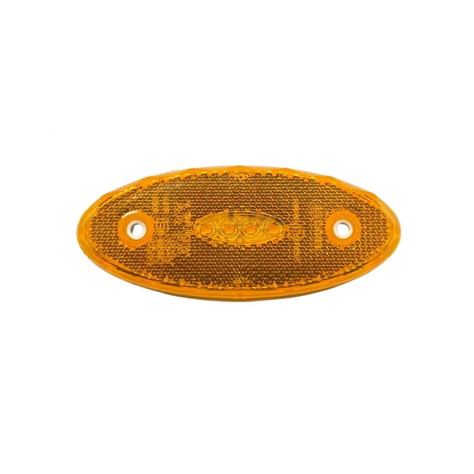 12V-24V YAN SİNYAL LAMBASI DORSE SİDE MARKER SARI OVAL (4 LEDLİ) (120*50 MM)