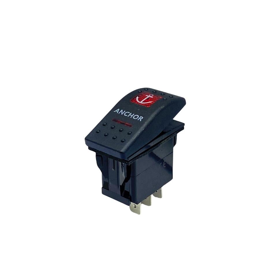 TUŞLU ANAHTAR ÇAPA IRGATI (4 FİŞ) (ÇİFT DEVRE) (12V 20A DC/24V 10A DC) MARİN