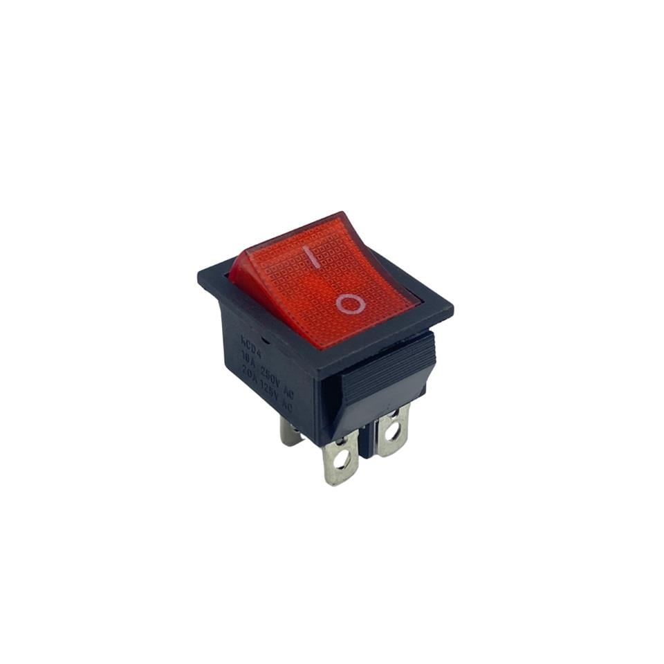 TUŞLU ANAHTAR IŞIKLI KARE (BÜYÜK BOY) (4 FİŞ) (ON/OFF) (16A 250V AC / 20A 125V AC)