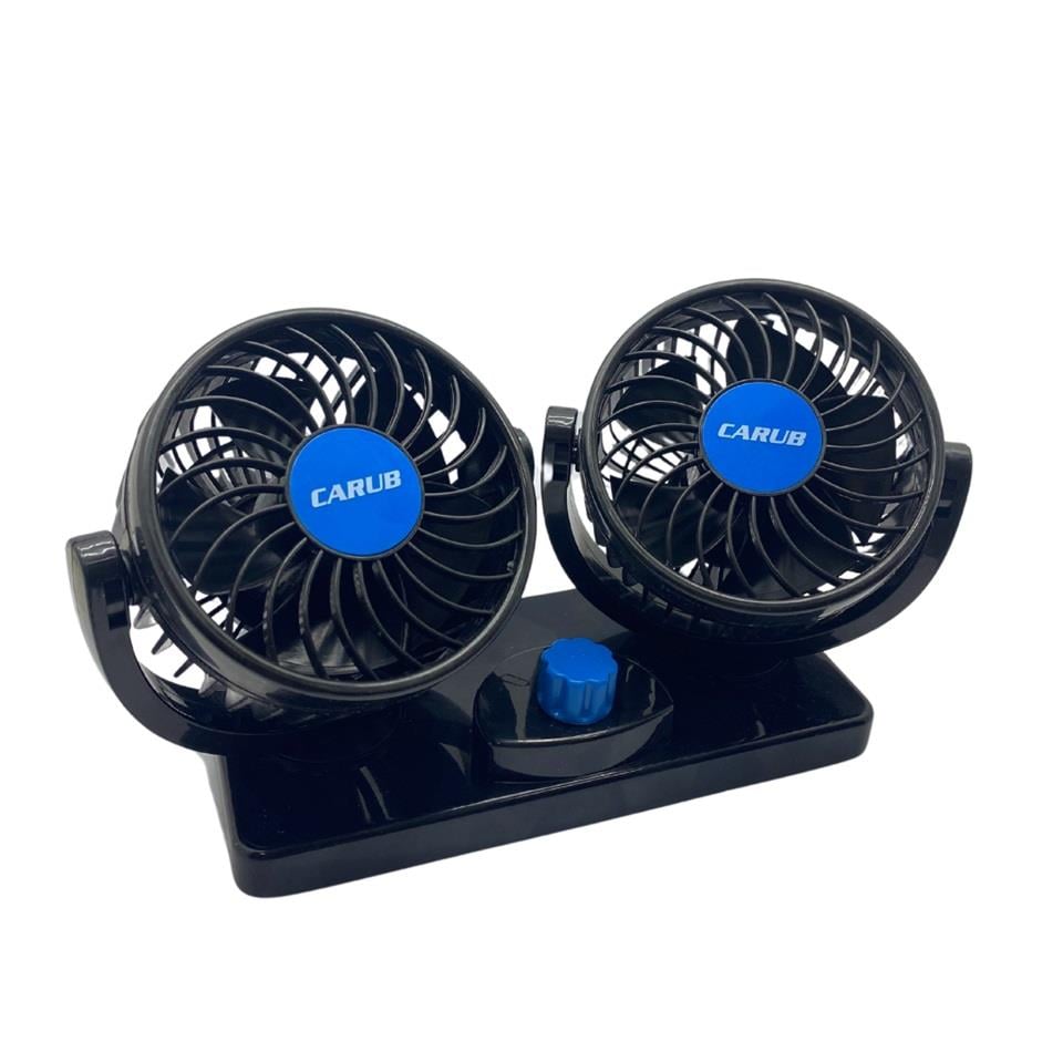 12V VANTİLATÖR 4 '' (ÇAKMAK FİŞLİ) (TORPİDO ÜSTÜ) (ÇİFT DEVRE) (360° AYARLANABİLİR) (265*110*145 MM)