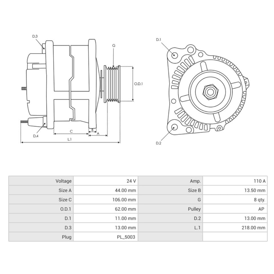 24V ALTERNATÖR DİNAMO BOSCH TİPİ 110 A (5 FİŞ SOKETLİ) (W-L-15-S-DFM) RENAULT-VOLVO