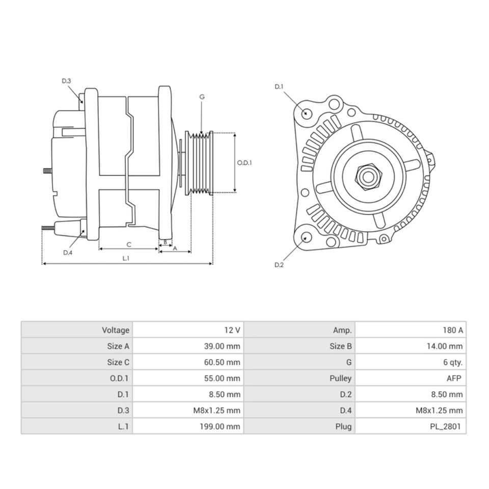 12V ALTERNATÖR DİNAMO 180 A (LIN) DACIA DOKKER/DUSTER/LOGAN-RENAULT CAPTUR/CLIO/KADJAR/MEGANE