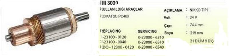 24V MARŞ KOLLEKTÖRÜ NIKKO TİPİ 9 DİŞ 7.5 KW (IS) KOMATSU