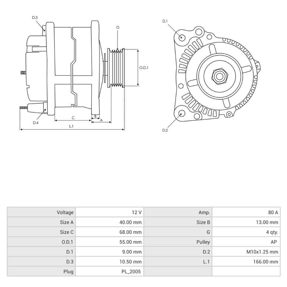 12V ALTERNATÖR DİNAMO MITSUBISHI TİPİ 80 A (P-D) MAZDA 323/5/326/626/MX-5 II/PREMACY/XEDOS