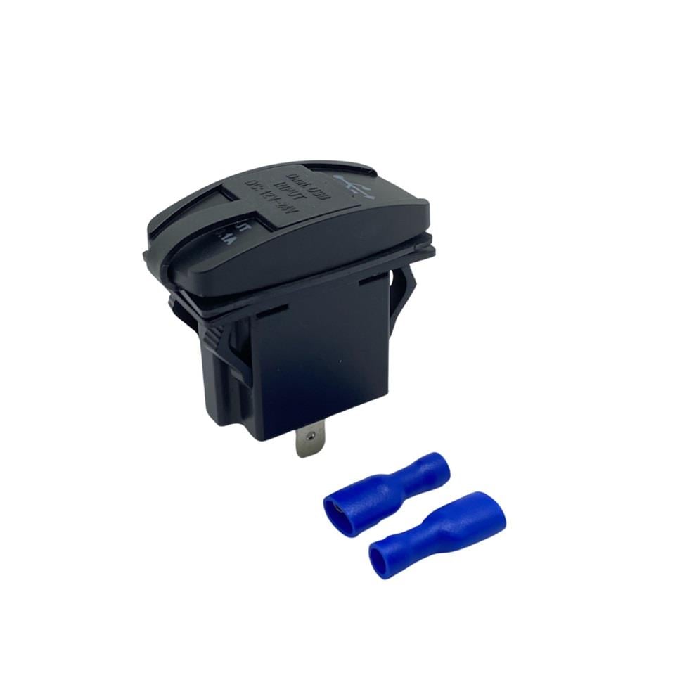 12V-24V TELEFON ŞARJ CİHAZLI (USB) (3.1A) (ANAHTAR TİPİ) (MAVİ IŞIK)