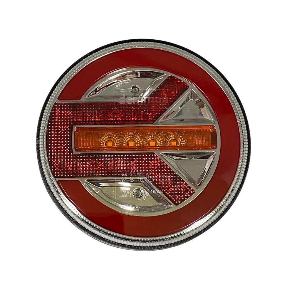 10V-30V STOP LAMBASI YUVARLAK (NEON LEDLİ) (3 FONKSİYONLU-KAYAR SİNYAL) (KIRMIZI-SARI) 140*35 MM SOL