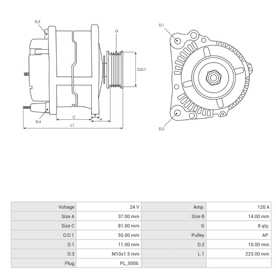 PRESTOLITE 24V ALTERNATÖR DİNAMO 120 A (SOKETLİ 5 FİŞ) (W-L-IG-DFM)