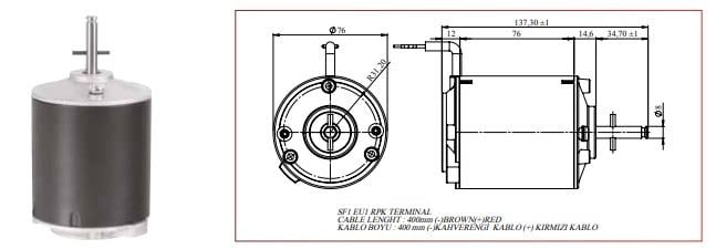 KORMAS 24V KLİMA FAN MOTORU 90W (KISA GÖVDE) (DÜZ TİP ÇEMBERSİZ)