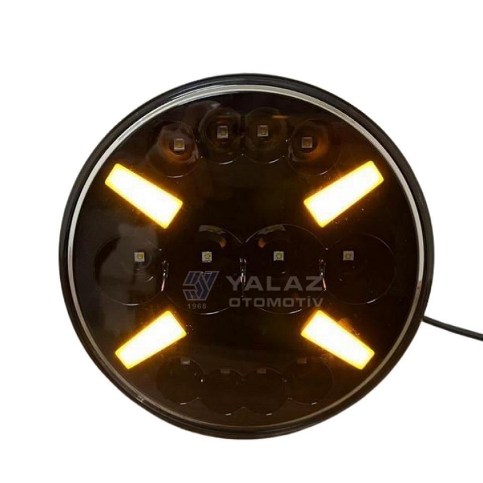 12V-24V LED LAMBA OFF-ROAD YUVARLAK (182*69 MM) (SİYAH) LEDLİ SARI-BEYAZ