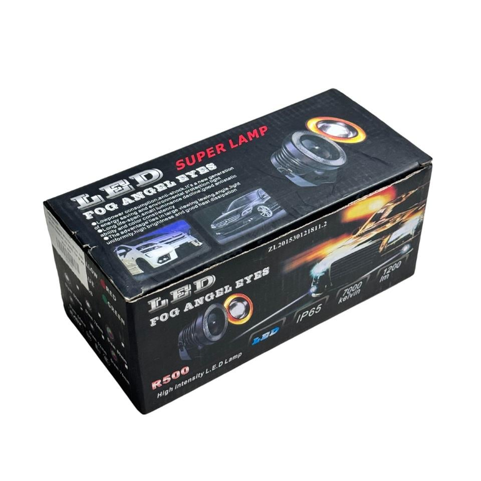 12V SİS LAMBASI MERCEKLİ BEYAZ YUVARLAK LED ANGEL TÜP 63 MM (2 AD)