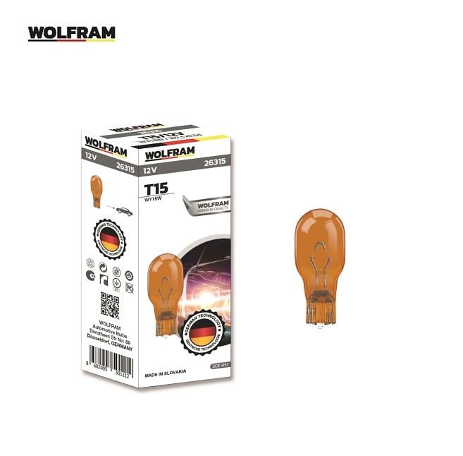 WOLFRAM 12V DİPSİZ AMPUL T15 16W SARI GERMANY