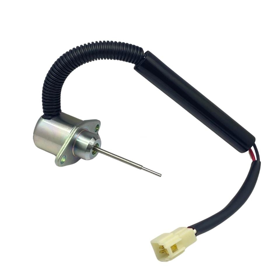 12V STOP SELENOİDİ (DÜZ KULAKLI) (KÜÇÜK TİP) (DÜZ MİL KADEMELİ 63 MM) GENPOWER-KUBOTA