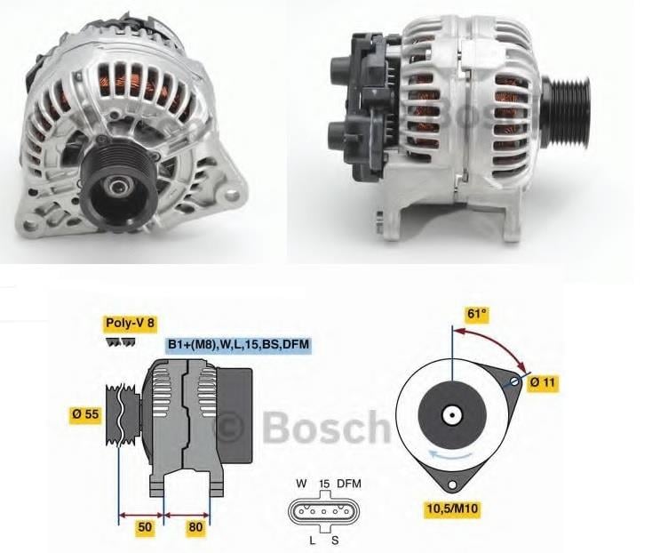BOSCH 24V ALTERNATÖR DİNAMO 110 A (SOKETLİ 5 FİŞ) (W-L-15-S-DFM) IVECO EURO CARGO-TEMSA