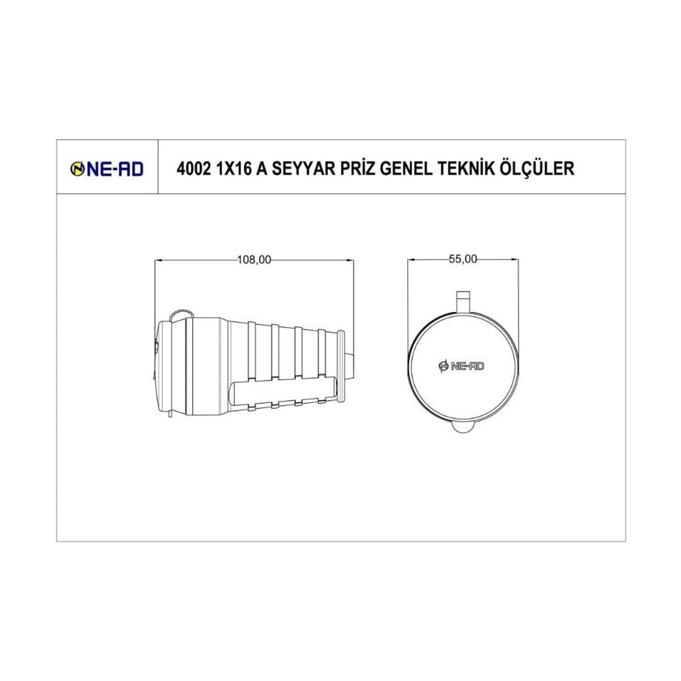 220V-240V DİŞİ FİŞ (PRİZ) (1X16A) (KAUÇUK) (TOPRAKLI) SEYYAR