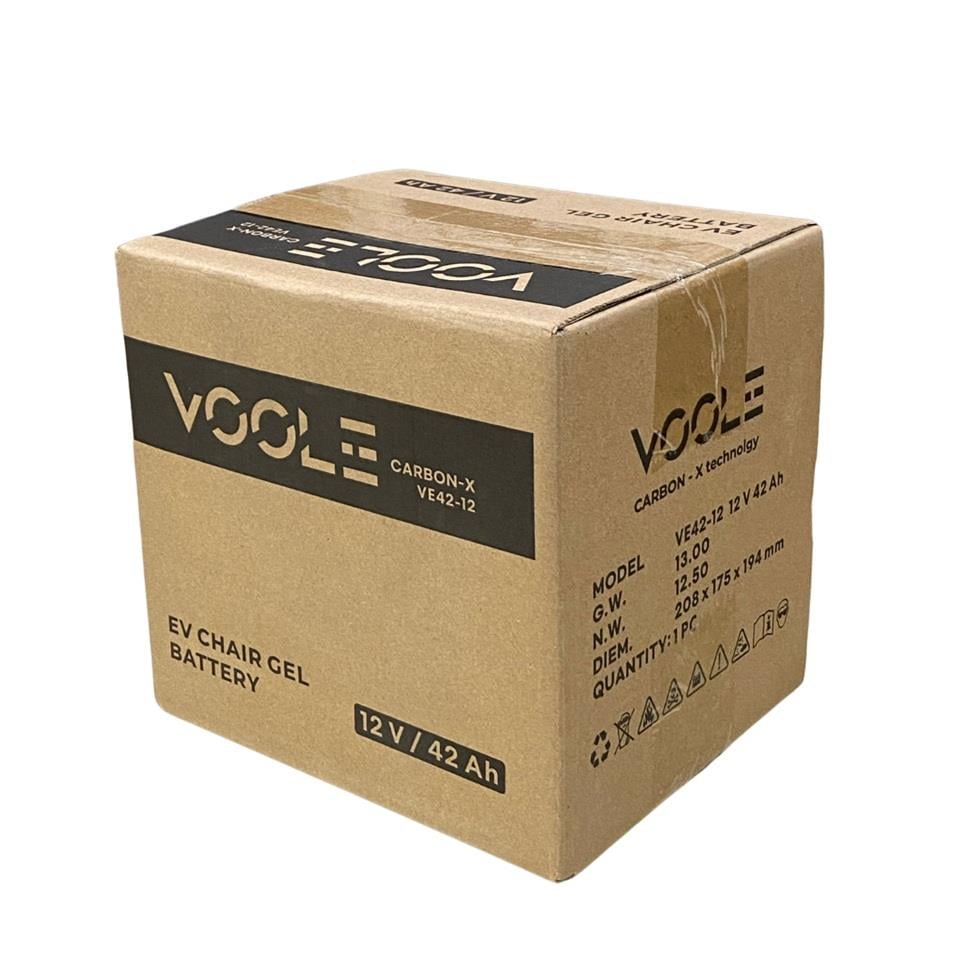 VOOLE 12V 42 AH ENGELLİ ARAÇ AKÜSÜ JEL CARBON-X EV CHAIR GEL BATTERY (198*167*173) (12.5 KG)