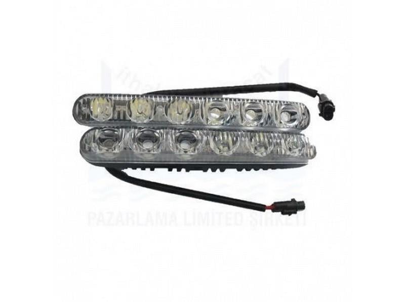 12V GÜNDÜZ SÜRÜŞ LAMBASI 6-LEDLİ 2 CM X 17 CM YARI BUZLU CAM (2 AD)