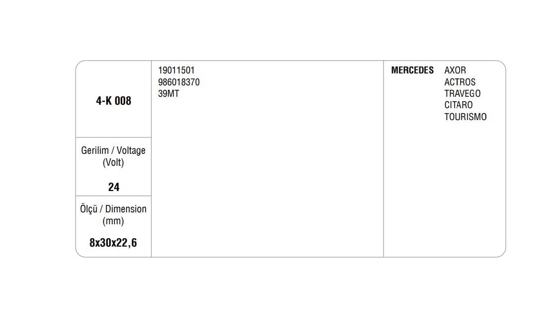 MEGA MARŞ KÖMÜR DELCO-MITSUBISHI TİPİ 39MT (4 AD)