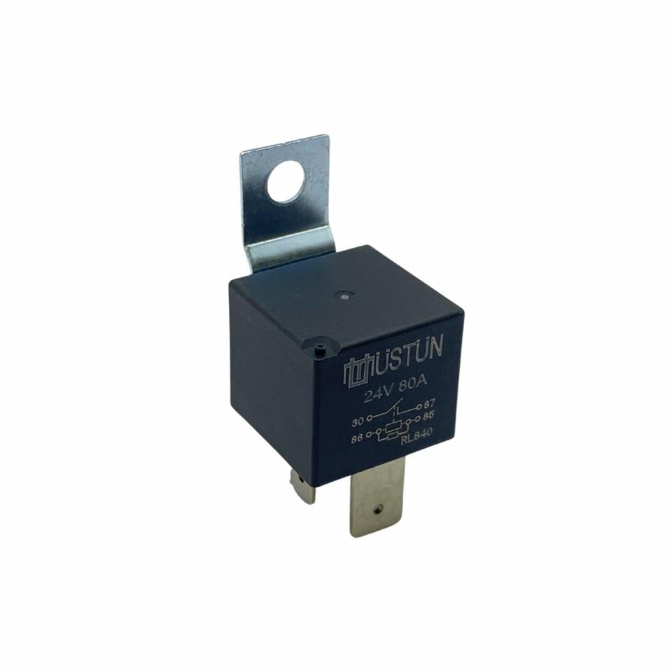 24V RÖLE 4 UÇLU 80 A (2 UÇ KÜÇÜK / 2 UÇ BÜYÜK) (6.3 MM / 9.5 MM) (30-85-86-87) DİRENÇLİ