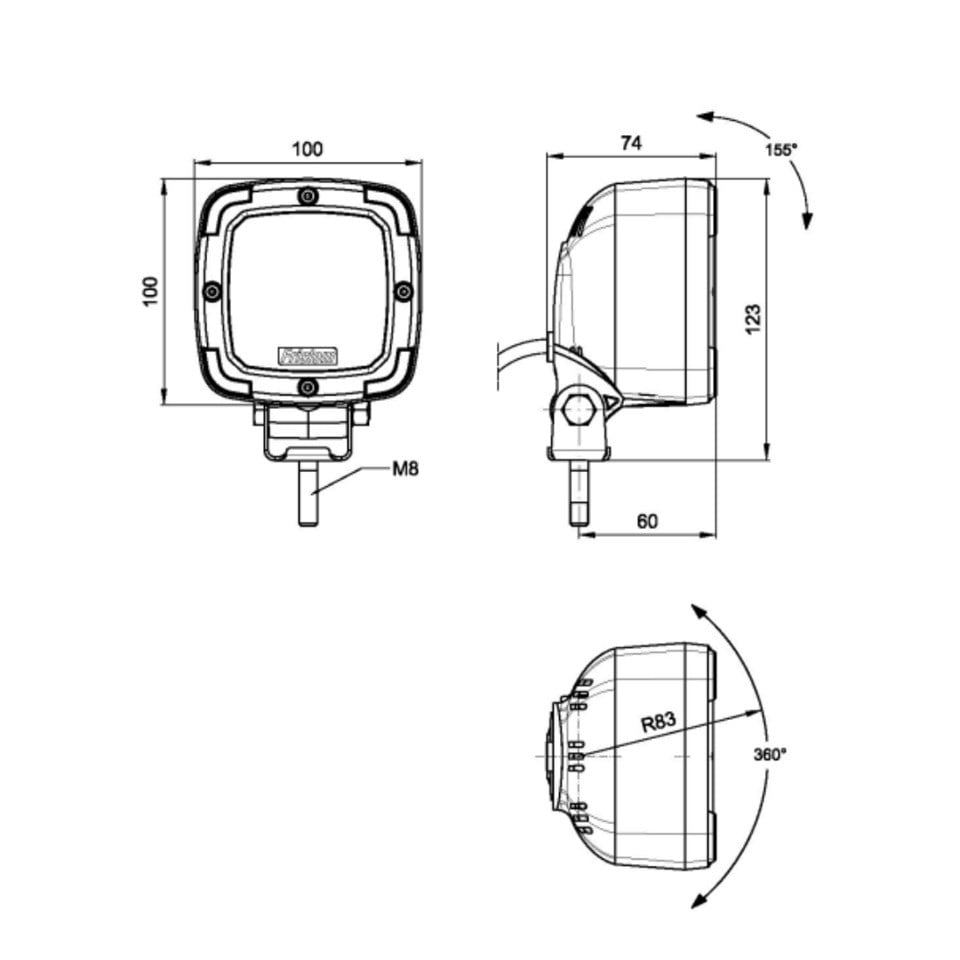 FRISTOM 12V-24V ÇALIŞMA LAMBASI 9-LEDLİ 5700K 4100 LUMEN (100*100 MM)