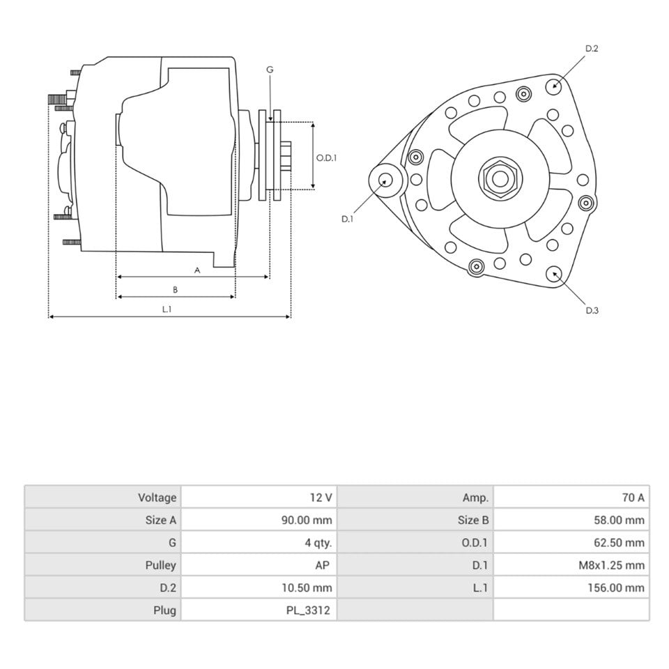 12V ALTERNATÖR DİNAMO 70 A (3 FİŞ SOKETLİ) (FR-IG-L) HONDA CIVIC 1.4i/1.6i 1994-2001