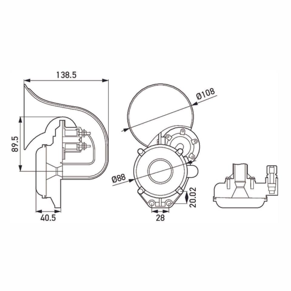 HELLA 12V-24V HAVALI KORNA EĞRİ (JERICHO) 115 dB 400 HZ